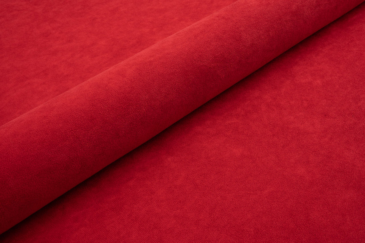 KIRSEBÆRRØD TYK MAT VELOUR MØBELSTOF MED FLEECEBAGSIDE
