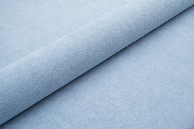 LYSEBLÅ TYK MAT VELOUR MØBELSTOF MED FLEECEBAGSIDE