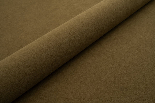 OLIVENBRUN TYK MAT VELOUR MØBELSTOF MED FLEECEBAGSIDE