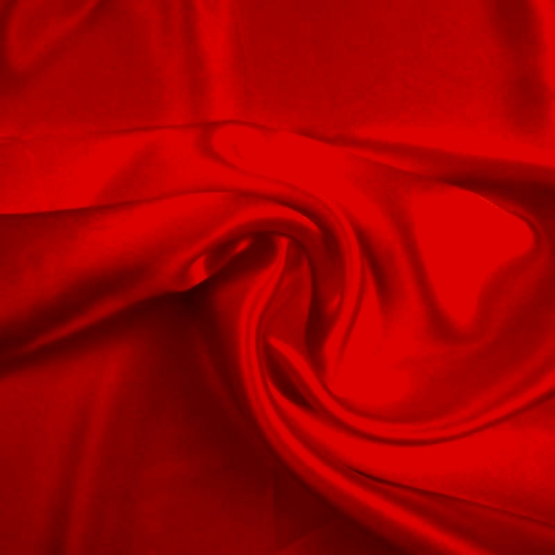 KLARRØD SILKE SATIN MED LET STRÆK – BLØD GLAT OVERFLADE