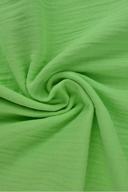 LIMEGRØN DOUBLE GAUZE MUSSELIN – BLØD & ÅNDBAR