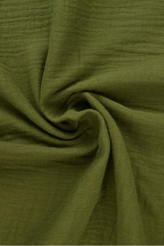 MOSGRØN DOUBLE GAUZE MUSSELIN – BLØD & ÅNDBAR