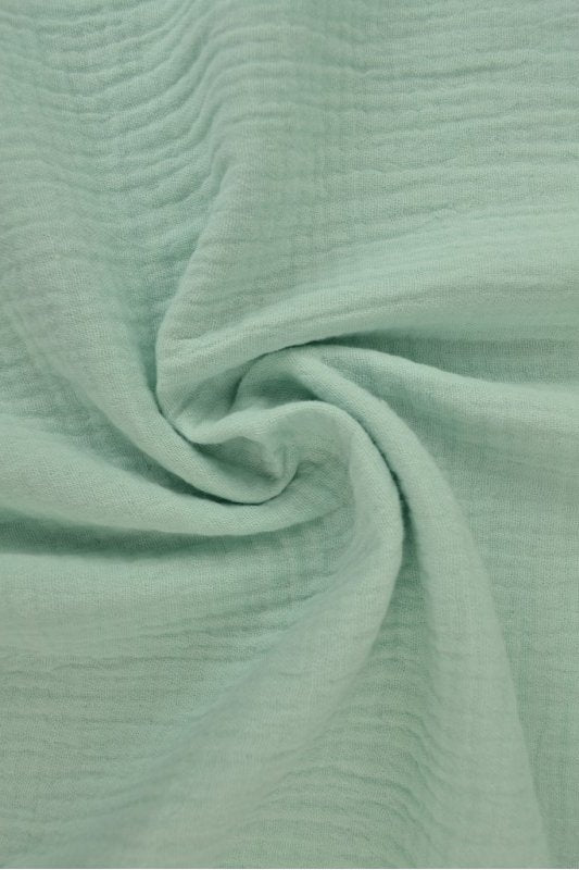 MINTGRØN DOUBLE GAUZE MUSSELIN – BLØD & ÅNDBAR