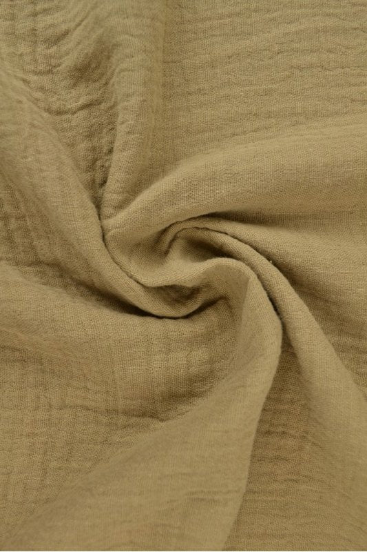 KAKIGRØN DOUBLE GAUZE MUSSELIN – BLØD & ÅNDBAR