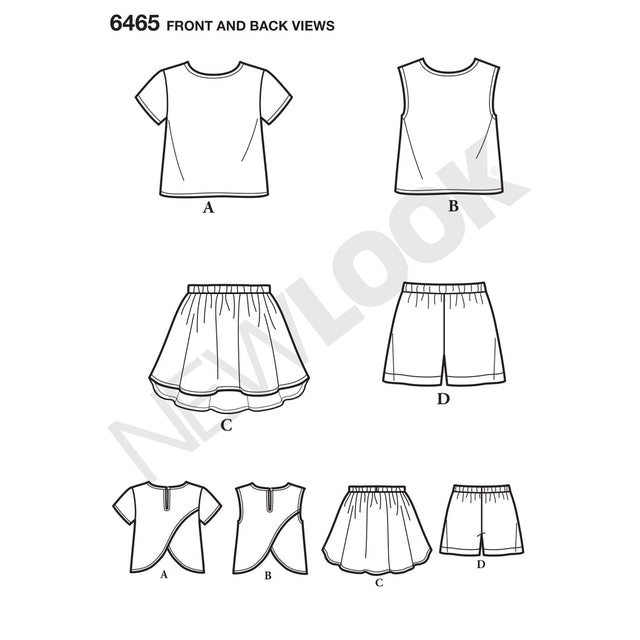 NEW LOOK SYMØNSTER TIL NEDERDEL, SHORTS OG TOP – STR. 3-8 ÅR