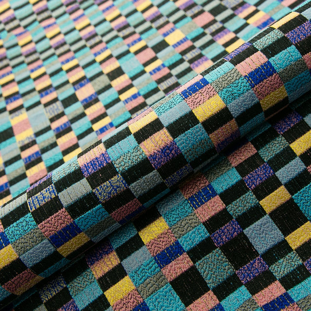PASTEL KONFETTI-TERN PÅ SORT BARCELONA JACQUARD DEKORATIONSSTOF – KONFETTI-TERN