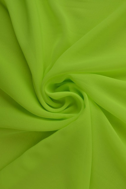LIME GRØN CHIFFON – LET, GENNEMSIGTIG & MED FLOT FALD