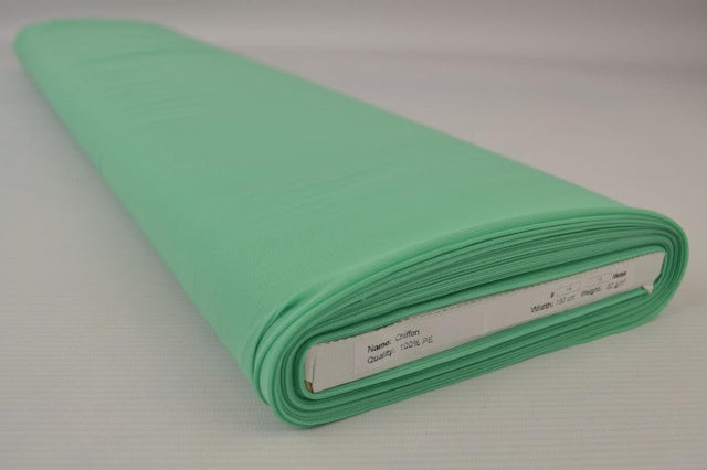 MINT GRØN CHIFFON – LET, GENNEMSIGTIG & MED FLOT FALD