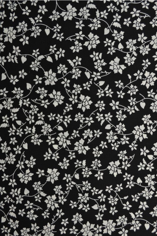 SORT BOMULDSPOPLIN MED HVIDT BLOMSTERPRINT