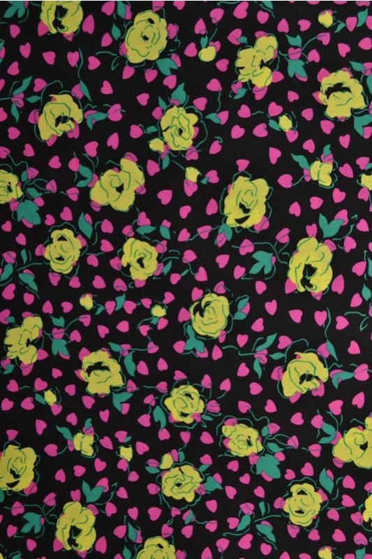 SORT BOMULDSPOPLIN MED BLOMSTERPRINT – GUL & PINK