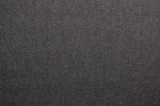 SORT DENIM STOF MED STJERNEMØNSTER – METERVARE TIL BUKSER & JAKKER
