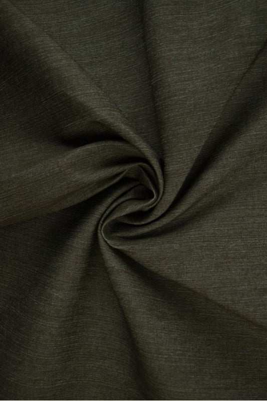 MØRK OLIVEN UVASKET DENIM MED STRÆK – 370 G/M²