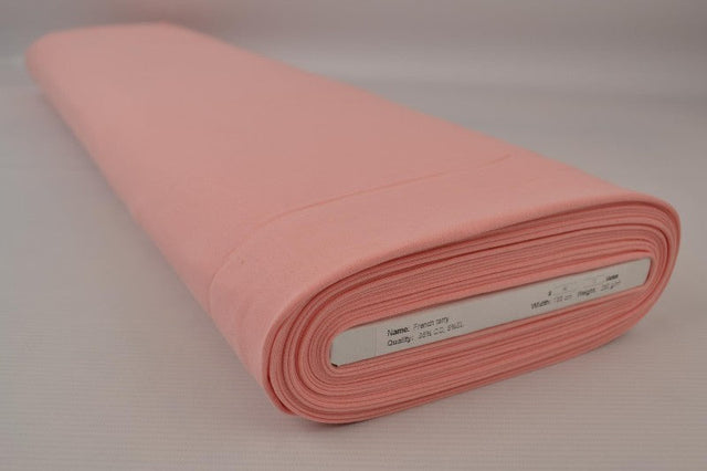 LAKSEFARVET FRENCH TERRY – BLØD BOMULDSSTRIK MED STRÆK