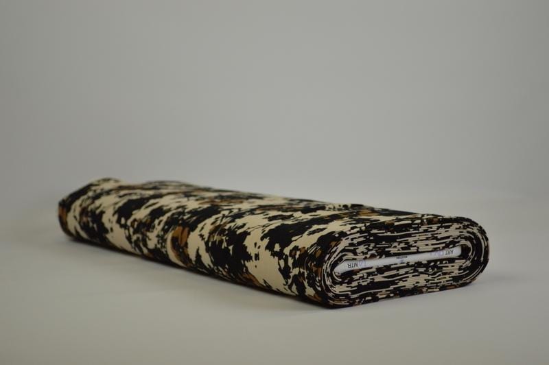 BEIGE OCH SVART BOMULL MED BLOMSTERMÖNSTER OCH STRETCH