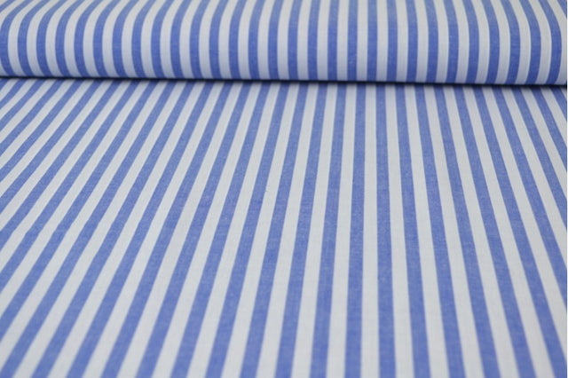 BLÅ 6,5 MM GINGHAM STRIBER – OEKO-TEX BOMULD, LET & ÅNDBAR