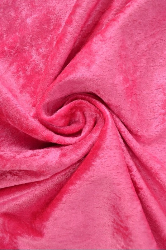FUCHSIA NERVØS VELOUR – STRIKKET, STRÆKBAR & GLANSFULDT FALD