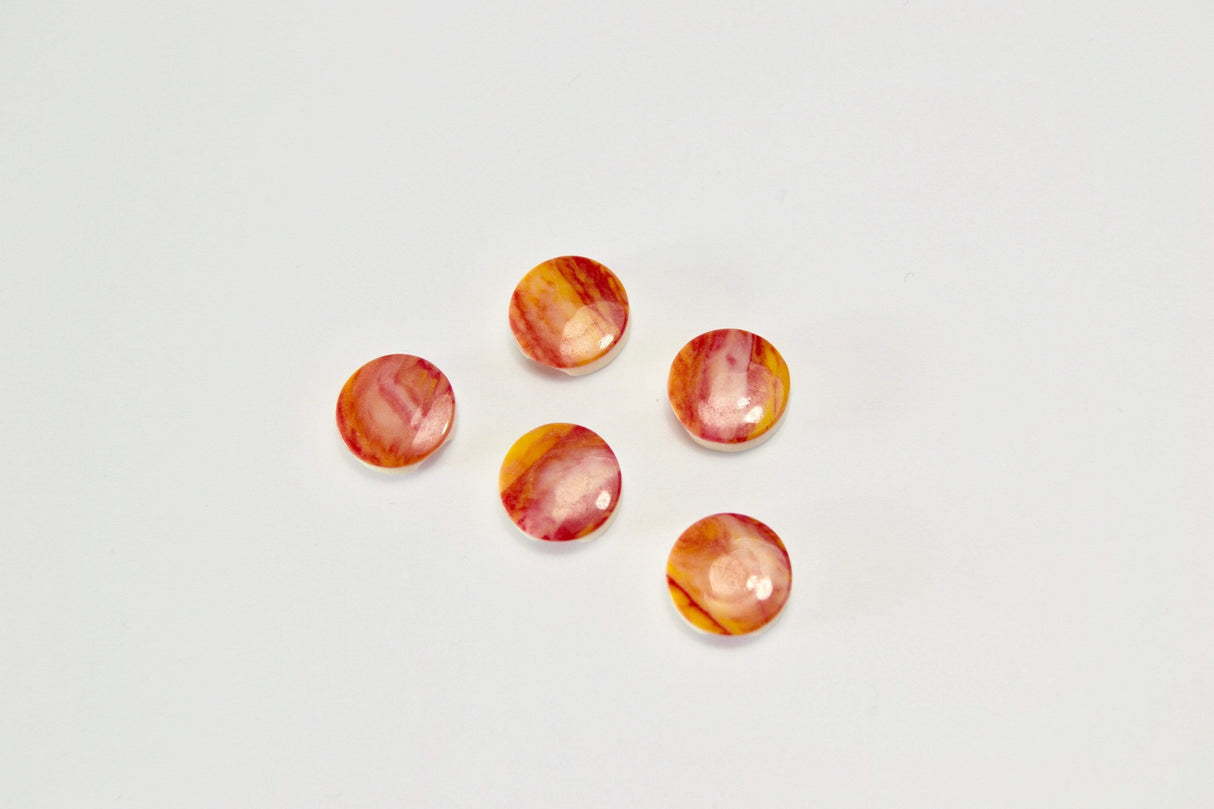 KNAPPER MED RØD/ORANGE MØNSTER 5 STK.