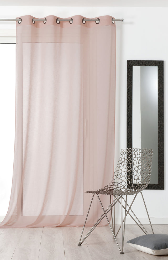 Hørlook voile til gardiner — pudderrosa