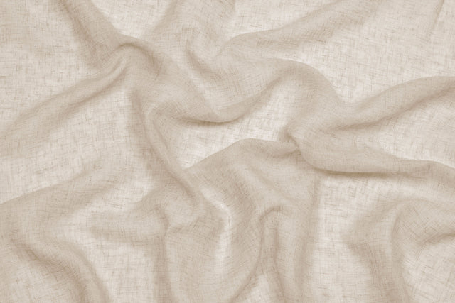 Semi-transparent hør-voile til gardiner — hørbeige, stofprøve