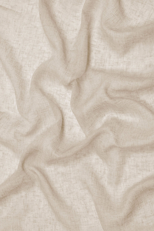 Semi-transparent hør-voile til gardiner — hørbeige, stofprøve