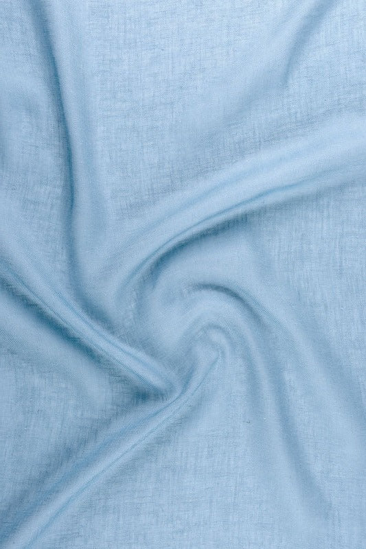 Semi-transparent hør-voile til gardiner — himmelblå, stofprøve