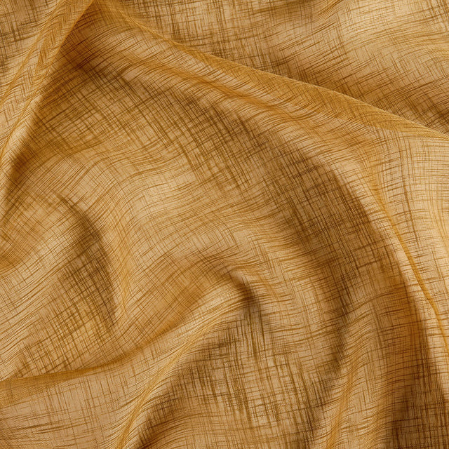 Let voile med flammegarn og frostet look — karrygul, stofprøve
