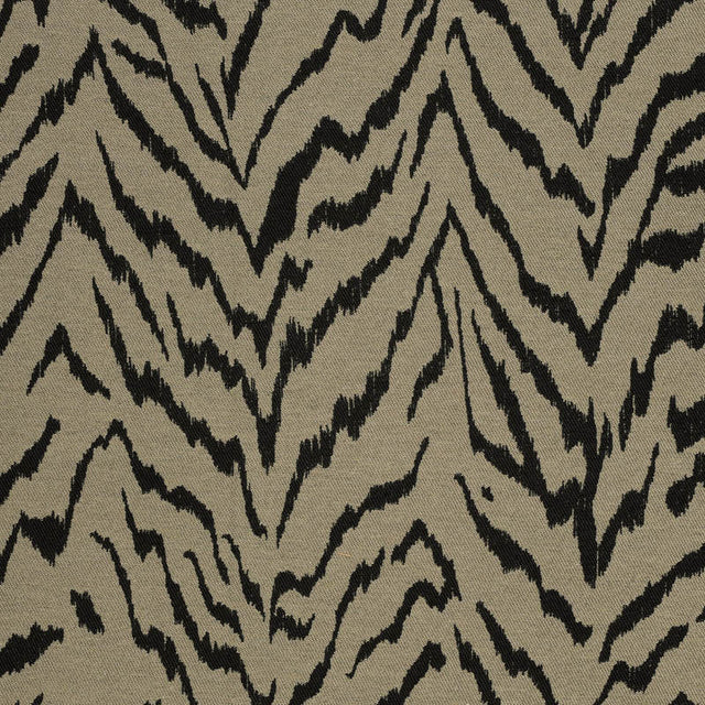 Jacquard gardinstof med tigermønster — taupe & sort, stofprøve