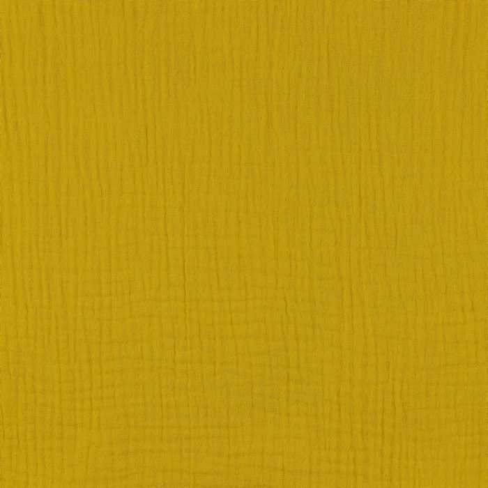 MØRK GUL DOUBLE GAUZE ØKOLOGISK MUSSELIN – BLØD OG ÅNDBAR