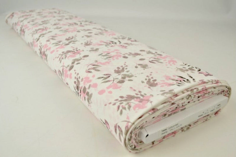 HVID LYCRA – PINK BLOMSTER, 4-VEJS STRÆK & HURTIGTØRRENDE