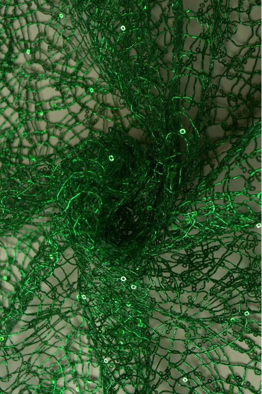 GRØN NET PAILLETSTOF – SMÅ 2–3 MM PAILLETTER, UDEN STRÆK