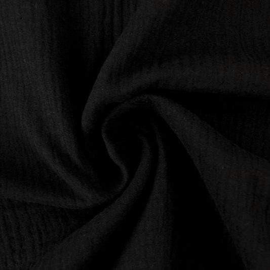 SORT DOUBLE GAUZE MUSSELIN – BLØD & ÅNDBAR