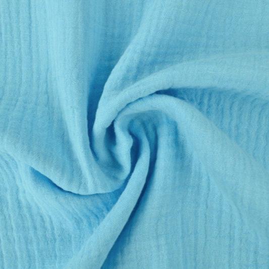 HAVBLÅ DOUBLE GAUZE MUSSELIN – BLØD & ÅNDBAR