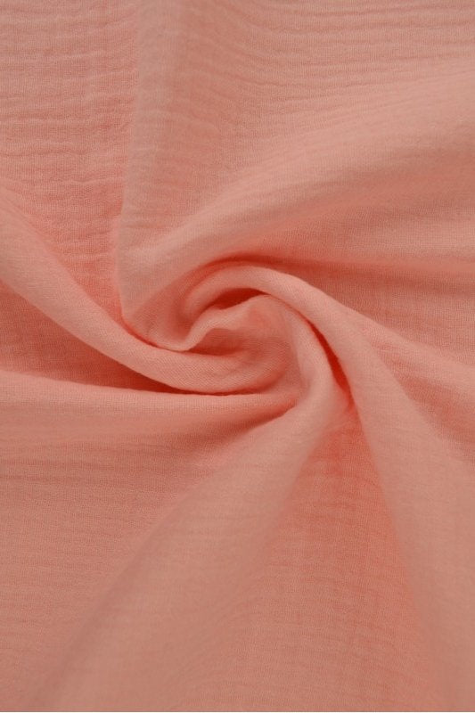LAKSEFARVET DOUBLE GAUZE MUSSELIN – BLØD & ÅNDBAR