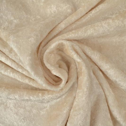 CHAMPAGNEFARVET NERVØS VELOUR – STRIKKET, STRÆKBAR & GLANSFULDT FALD