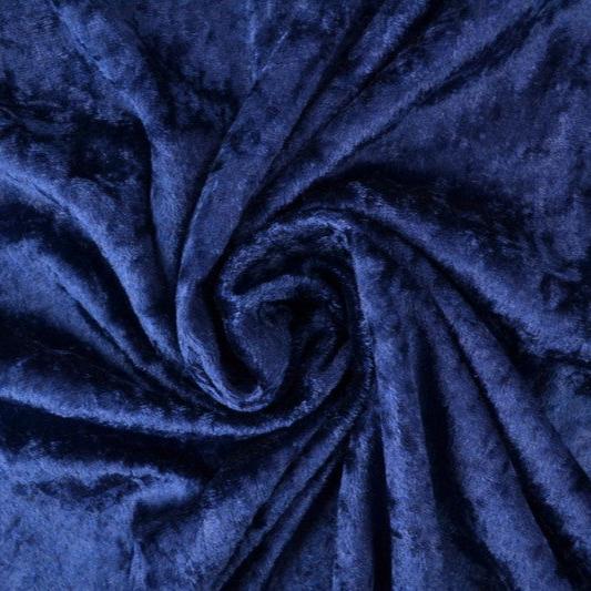 NAVY NERVØS VELOUR – STRIKKET, STRÆKBAR & GLANSFULDT FALD