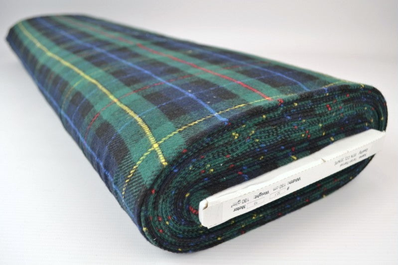 SVART OCH GRÖNT FLANELLMÖRKE MED BLÅ, RÖDA OCH GULA RÄNDER