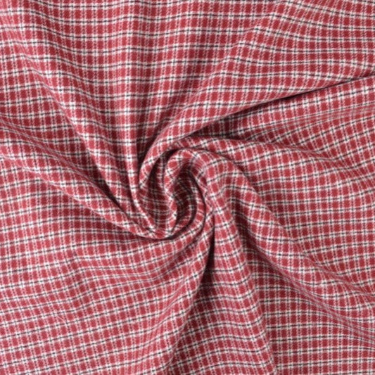 HVID SKOTSKTERNET FLANNEL M. SMÅ RØDE TERN