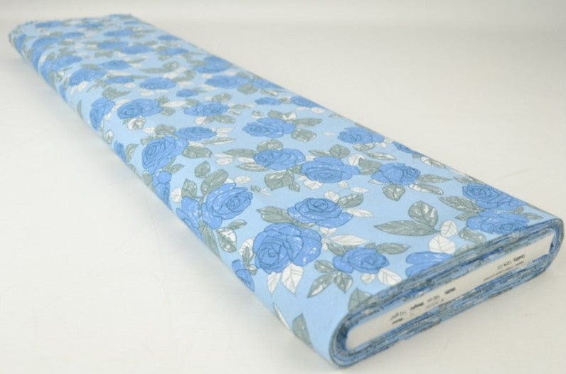 G&M Bomuldspoplin BOMULDSPOPLIN M. SKITSEREDE BLÅ ROSER