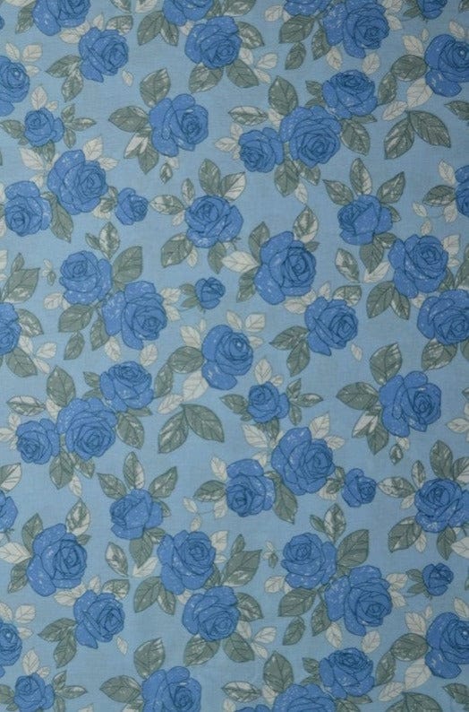 G&M Bomuldspoplin BOMULDSPOPLIN M. SKITSEREDE BLÅ ROSER
