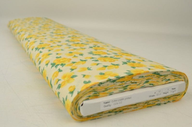 G&M Bomuldspoplin LYSEGUL BOMULDSPOPLIN M. GULE PÆONER