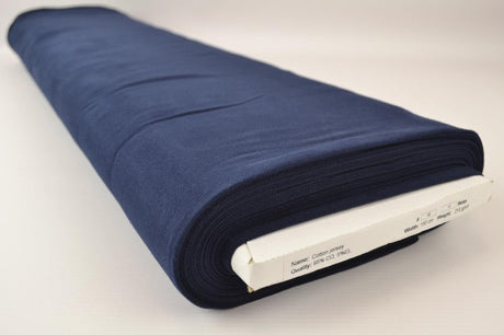 MØRK NAVY BOMULDSJERSEY – NATURLIG, ÅNDBAR & STRÆKBAR