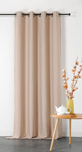 BRANDHÆMMENDE PANAMA GARDINSTOF - BEIGE