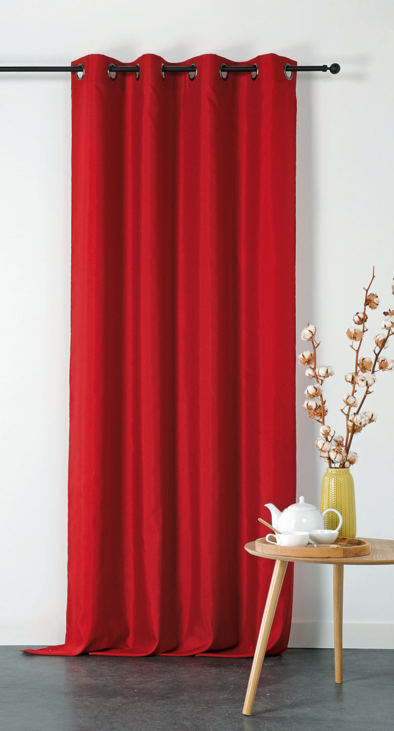 BRANDHÆMMENDE PANAMA GARDINSTOF - RØD