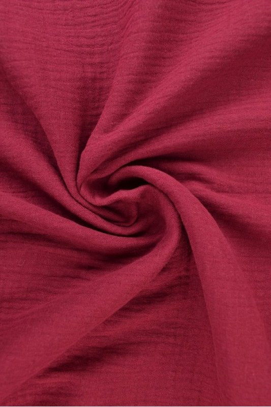 BORDEAUX RØD DOUBLE GAUZE MUSSELIN – BLØD & ÅNDBAR