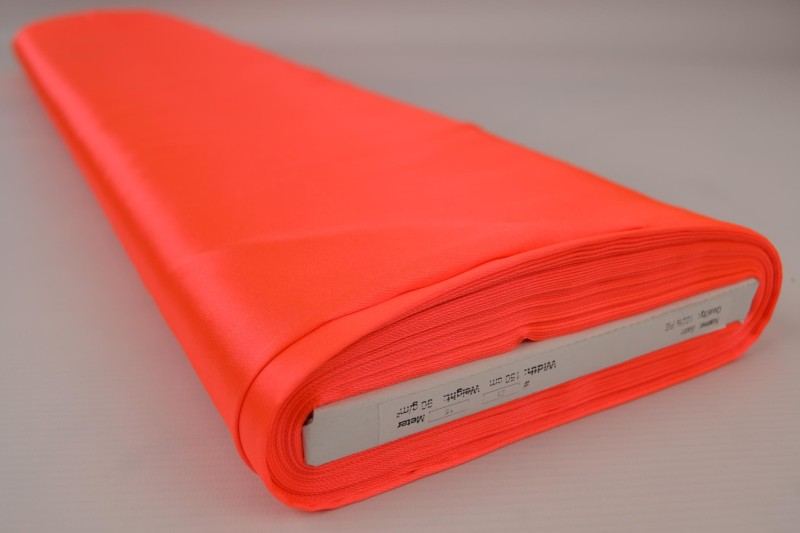 NEON ORANGE SATIN STOF – LET & GLANSFULDT