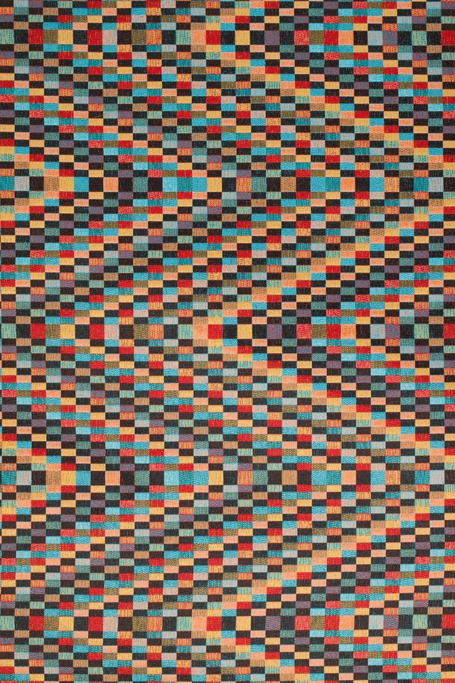 VARM KONFETTI-TERN PÅ SORT BARCELONA JACQUARD DEKORATIONSSTOF – KONFETTI-TERN