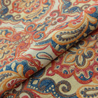 ORANGE-BLÅ PAISLEY PÅ CREME BOMBAJ JACQUARD MØBELSTOF