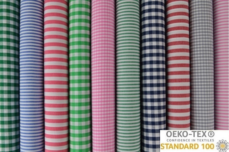LYSERØD 6,5 MM GINGHAM STRIBER – OEKO-TEX BOMULD, LET & ÅNDBAR