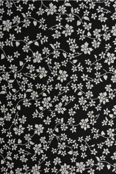 SORT BOMULDSPOPLIN MED HVIDT BLOMSTERPRINT