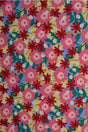 LYSEBLÅ BOMULDSPOPLIN MED BOTANISK BLOMSTERPRINT – RØD & PINK